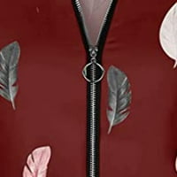 Yyeselk Zip up kapucnis pulóverek Női Alkalmi Szexi v-nyakú Hosszú ujjú Hangulatos Blúzok divat szép toll nyomtatási