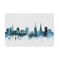Védjegy képzőművészet 'Coventry Anglia kék kékeszöld Skyline' vászon művészet Michael Tompsett