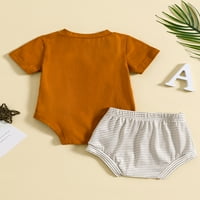 Csecsemő fiúk nyári ruhák levél nyomtatás rövid ujjú Legénység nyak kezeslábas és rugalmas derék csíkos nadrág ruha
