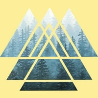 Szent geometria háromszögek-Misty Forest férfi banán krém sárga grafikus póló-Design emberek 2XL