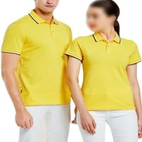 Abtel fiúk póló két gomb felső Kényelmes Férfi Alkalmi Tavaszi blúz sárga 4XL