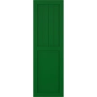 Ekena Millwork 12 W 69 H True Fit PVC parasztház sík panel kombinált rögzített redőnyök, viridian zöld
