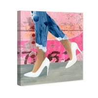 Wynwood Studio Fashion and Glam Wall Art vászon nyomatok 'Walk the Walls' cipő - Kék, rózsaszín