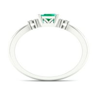 Imperial Gemstone 10K Fehér Arany nyolcszögletű Lab Lab Labered Smaragd CT TW Diamond női divatgyűrű