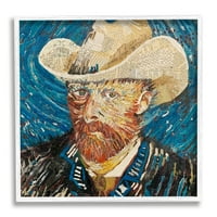 Stupell Industries Van Gogh klasszikus portré kollázs absztrakt festmény fehér keretes művészeti nyomtatási fal művészet