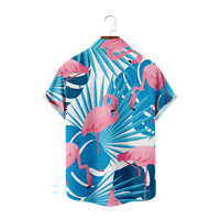 Szabadidős flamingók fiúk Hawaii ing virágos nyomtatás rövid ujjú felsők Ruhák Beach Holiday gomb le pólók férfiak