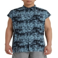 Stúdió férfi és nagy férfi ujjatlan pamut-Rayon Resort ing, S-5XL méretű ing, férfi ing