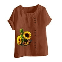 SMihono Női Divat gombok Pamut vászon ing foglalkozik Vintage Rövid ujjú Női felsők Virágmintás pólók divatos nyári