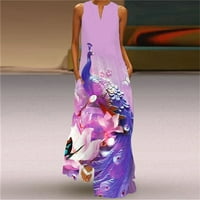 Hivatalos napi ruhák nőknek nők nyári alkalmi Ujjatlan nyomtatás V nyakú Maxi laza ruha Boho Beach hosszú Sundress