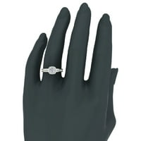 Petite eljegyzési gyűrűk női párna Halo kerek ragyogó gyémánt gyűrű 14K fehér arany 1. Karátos