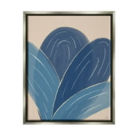 Stupell Industries alkalmi Absztrakt kék botanikai szirmok Glam részlet grafika csillogás szürke lebegő keretes vászon