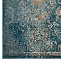 Modway Cynara szomorú virágos Vintage medál terület szőnyeg Ezüst kék, kékeszöld, Bézs