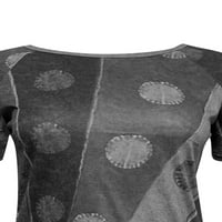Grianlook Női Felsők Legénység Nyak Póló Geometriai Nyomtatás Retro Póló Rövid Ujjú Nők Vintage Patchwork Etnikai Szín