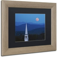 Védjegy Szépművészet Hold Vermont felett Canvas Art készítette Michael Blanchette Photography Black Matt, Birch Frame