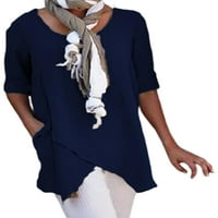 Niuer női nyári felsők Fél ujjú póló egyszínű póló alkalmi pulóver legénység nyak tunika blúz Szürke L