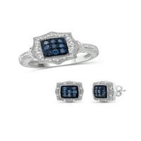 JewelersClub Carat T.W. Kék és fehér gyémánt sterling ezüst ékszerkészlet