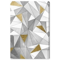 Wynwood Studio Absztrakt fal art vászon nyomtatványok „háromszög alakú fal” geometriai - szürke, arany