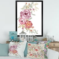 Designart 'lila és rózsaszín virágok csokor iii' parasztház keretes művészet nyomtatás