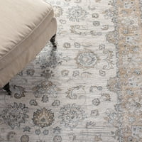 Isabella Kiana virágos határú terület szőnyeg, világoskék krém, 4 '6'