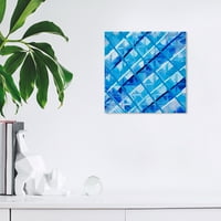 Wynwood Studio Absztrakt Modern Canvas Art - Kék négyzet alakú mozaikok, fali művészet nappali, hálószoba és fürdőszoba,