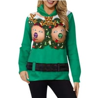 Dezsed Női karácsonyi kapucnis pulóverek a Clearance Női Alkalmi Vicces Karácsonyi Nyomtatott Hosszú ujjú pulóver kapucnis