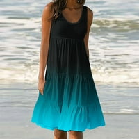 Gaecuw Női Sundress Legénység nyak ujjatlan térd felett Rövid ruha Swing nyaralás ruhák divatos ruhák Poliészter strand