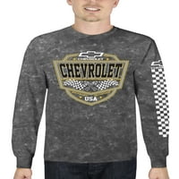 Chevrolet férfi hosszú ujjú ásványmosás grafikus póló, akár 3xl méretű
