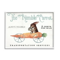 Stupell Industries Vintage Húsvéti Nyuszi A Nimble sárgarépa szállítás hirdetése Grafikus művészet fehér keretes művészet