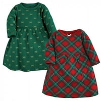 Hudson baba csecsemő és kisgyermek lány pamut ruhák, karácsonyi kockás, kisgyermek