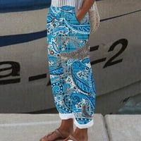Lilgiuy női nyári alkalmi nyomtatás kényelmes laza zseb nadrág nadrág Baggy hippi Pilates nadrág