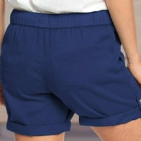 Pgeraug nadrág női zsinóros színű derék Kényelmes szilárd elasztikus nadrág nadrág zseb nadrág Női rövidnadrág Lila
