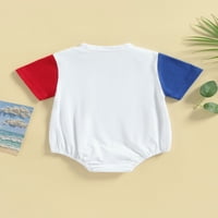 Calsunbaby nyári újszülött fiúk lányok július 4. nap Rompers ruhák levél nyomtatás kontraszt színű legénység nyak Jumpsuits