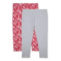 Rózsaszín bársonyos lányok szilárd és nyomtatott nadrág, 2-csomag, méret 4-16