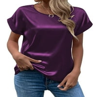Luxplum Női póló Egyszínű nyári felsők Legénység nyak póló Laza tunika blúz strand Pulóver Khaki XL