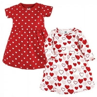 Hudson baba csecsemő és kisgyermek lány pamut ruhák, piros rózsaszín szívek, kisgyermek
