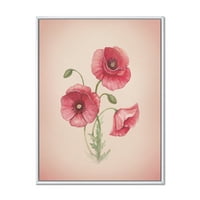 Designart 'Poppy Retro Flowers' Vintage keretes vászon fali művészet