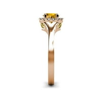 Citrin és gyémánt Halo eljegyzési gyűrű 1. ct tw 14k Rózsa aranyban