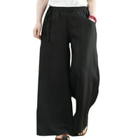 Paille Női Egyszínű Boho Loungewear bő munka Palazzo nadrág egyenes láb strand nadrág nadrág fekete 3XL