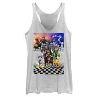 Női Kingdom Hearts 1. Bo Art Racerback Tank Felső Fehér Heather Nagy