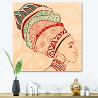 Designart 'Afro -amerikai nő portré Turban II' 'Modern vászon fali művészet nyomtatás
