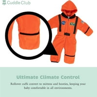 Cuddle Club egy Romper kapucnis gyapjú Onesie Jumper baba, űrhajós narancs 3-Mos