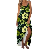 Női nyári ruhák színes virágmintás Scoop Neck Beach Maxi ruha