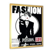 Designart 'Style Passion Life Fashion Woman II' Vintage keretes művészeti nyomtatás