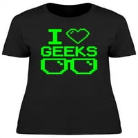 Szerelem Geeks szemüveg Pixel póló nők-kép szerzőtől Shutterstock, Női kicsi