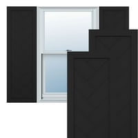 Ekena Millwork 18 W 38 H True Fit PVC Egyetlen Panel Heringbone Modern stílusú rögzített redőnyök, fekete