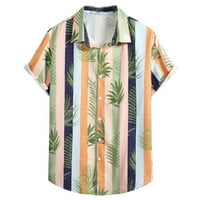 Ernkv férfi laza kényelmes ingek Clearance nyári szünet rövid ujjú ingek hajtóka Pulóver Hawaii Beach gomb csíkos levél