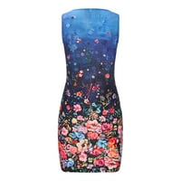 Női nyári Boho ruha virágos nyomtatás Alkalmi Strand nap ruha kék Méret S