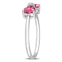 Miabella női 2- Carat T.G.W. Rózsaszín topaz és gyémánt akcentus 10 kt fehér arany íj tervező nyaklánc és gyűrűkészlet