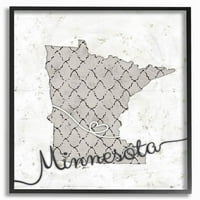 Stupell Industries Minnesota mintás szürke amerikai állami formatervezés Keretezett falművészet, Ziwei Li