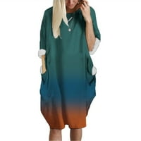 Yuwull női nyári alkalmi ruha Hosszú ujjú Legénység nyak Mini Tank ruha rövid folyós Sundress zsebekkel Zöld Clearance